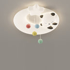 Contemporary Nordic Cartoon Panda Hardware LLDPE Round Shade LED Flush Mount Ceiling Light For Living Room