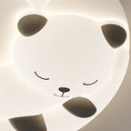 Contemporary Nordic Cartoon Panda Hardware LLDPE Round Shade LED Flush Mount Ceiling Light For Living Room