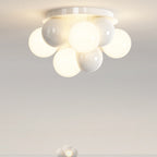 Contemporary Scandinavian Iron Magic Bean Glass Shade 1-Light Semi-Flush Mount Ceiling Light For Hallway