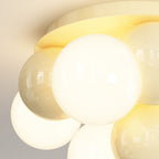 Contemporary Scandinavian Iron Magic Bean Glass Shade 1-Light Semi-Flush Mount Ceiling Light For Hallway