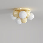 Contemporary Scandinavian Iron Magic Bean Glass Shade 1-Light Semi-Flush Mount Ceiling Light For Hallway