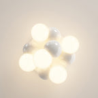 Contemporary Scandinavian Iron Magic Bean Glass Shade 1-Light Semi-Flush Mount Ceiling Light For Hallway