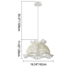 Modern Art Deco Rattan Wave Straw Hat Iron 1-Light Pendant Light For Living Room
