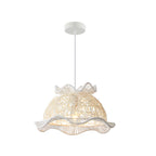 Modern Art Deco Rattan Wave Straw Hat Iron 1-Light Pendant Light For Living Room
