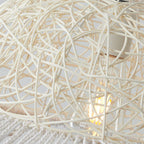 Modern Art Deco Rattan Wave Straw Hat Iron 1-Light Pendant Light For Living Room