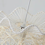 Modern Art Deco Rattan Wave Straw Hat Iron 1-Light Pendant Light For Living Room