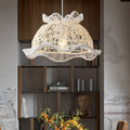 Modern Art Deco Rattan Wave Straw Hat Iron 1-Light Pendant Light For Living Room