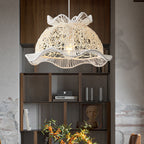 Modern Art Deco Rattan Wave Straw Hat Iron 1-Light Pendant Light For Living Room
