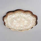Contemporary Luxury Gold Foil Resin Flower Shade LED Flush Mount Ceiling Light For Living Room