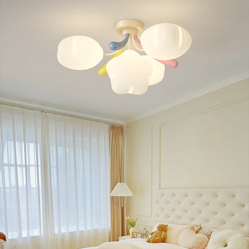 Contemporary Creative Pentagram PE Shade Iron LED Semi-Flush Mount Ceiling Light For Living Room