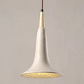 Traditional Japanese Solid Wood Concrete Trumpet Shade 1-Light Pendant Light For Living Room