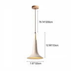 Traditional Japanese Solid Wood Concrete Trumpet Shade 1-Light Pendant Light For Living Room