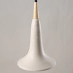 Traditional Japanese Solid Wood Concrete Trumpet Shade 1-Light Pendant Light For Living Room
