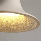 Traditional Japanese Solid Wood Concrete Trumpet Shade 1-Light Pendant Light For Living Room