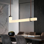 Modern Minimalist Copper Straight Line Marble Shade LED Island Light Pendant Light For Living Room