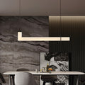 Modern Minimalist Copper Straight Line Marble Shade LED Island Light Pendant Light For Living Room