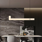 Modern Minimalist Copper Straight Line Marble Shade LED Island Light Pendant Light For Living Room