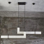 Modern Minimalist Copper Straight Line Marble Shade LED Island Light Pendant Light For Living Room