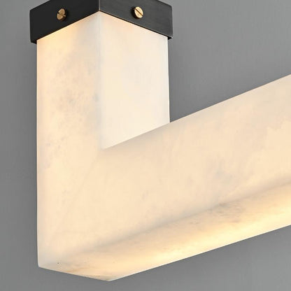 Modern Minimalist Copper Straight Line Marble Shade LED Island Light Pendant Light For Living Room