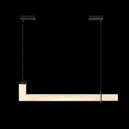 Modern Minimalist Copper Straight Line Marble Shade LED Island Light Pendant Light For Living Room