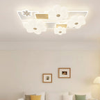 Modern Art Deco Flower PE Rectangular Shade Hardware LED Flush Mount Ceiling Light For Living Room