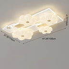 Modern Art Deco Flower PE Rectangular Shade Hardware LED Flush Mount Ceiling Light For Living Room