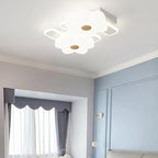 Modern Art Deco Flower PE Rectangular Shade Hardware LED Flush Mount Ceiling Light For Living Room