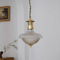 Contemporary Industrial Ribbed Glass Funnel Shade Iron 1-Light Pendant Light For Bedroom