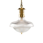 Contemporary Industrial Ribbed Glass Funnel Shade Iron 1-Light Pendant Light For Bedroom