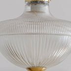 Contemporary Industrial Ribbed Glass Funnel Shade Iron 1-Light Pendant Light For Bedroom