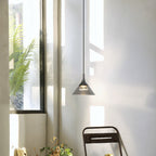 Contemporary Scandinavian Aluminum Acrylic Conical Shade Liftable LED Pendant Light For Living Room