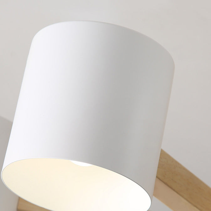 Contemporary Scandinavian Solid Wood Frame Hardware Cylinder Shade 6/8-Light Semi-Flush Mount Ceiling Light For Living Room