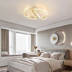 Contemporary Luxury Crystal Flower Decor Round Hardware LED Flush Mount Ceiling Light For Living Room