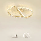 Contemporary Luxury Crystal Flower Decor Round Hardware LED Flush Mount Ceiling Light For Living Room
