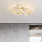 Contemporary Luxury Crystal Flower Decor Round Hardware LED Flush Mount Ceiling Light For Living Room