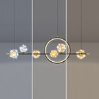 Contemporary Luxury Glass Ball Shade Silicone Long Strip LED Island Light Pendant Light for Living Room