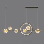Contemporary Luxury Glass Ball Shade Silicone Long Strip LED Island Light Pendant Light for Living Room