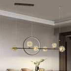 Contemporary Luxury Glass Ball Shade Silicone Long Strip LED Island Light Pendant Light for Living Room
