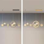 Contemporary Luxury Glass Ball Shade Silicone Long Strip LED Island Light Pendant Light for Living Room