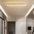 Modern Minimalist Aluminum PVC Corrugated Strip LED Flush Mount Ceiling Light For Living Room