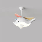 Lumendat Contemporary Scandinavian Cartoon Whale Plane Iron Acrylic Shade ABS Fan LED Downrods Ceiling Fan Light For Bedroom Lumendat