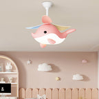Lumendat Contemporary Scandinavian Cartoon Whale Plane Iron Acrylic Shade ABS Fan LED Downrods Ceiling Fan Light For Bedroom Lumendat