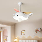 Lumendat Contemporary Scandinavian Cartoon Whale Plane Iron Acrylic Shade ABS Fan LED Downrods Ceiling Fan Light For Bedroom Lumendat