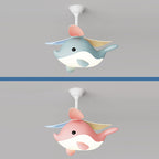 Lumendat Contemporary Scandinavian Cartoon Whale Plane Iron Acrylic Shade ABS Fan LED Downrods Ceiling Fan Light For Bedroom Lumendat