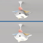 Lumendat Contemporary Scandinavian Cartoon Whale Plane Iron Acrylic Shade ABS Fan LED Downrods Ceiling Fan Light For Bedroom Lumendat