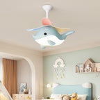 Lumendat Contemporary Scandinavian Cartoon Whale Plane Iron Acrylic Shade ABS Fan LED Downrods Ceiling Fan Light For Bedroom Lumendat