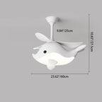 Lumendat Contemporary Scandinavian Cartoon Whale Plane Iron Acrylic Shade ABS Fan LED Downrods Ceiling Fan Light For Bedroom Lumendat