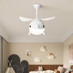 Lumendat Contemporary Scandinavian Cartoon Whale Plane Iron Acrylic Shade ABS Fan LED Downrods Ceiling Fan Light For Bedroom Lumendat
