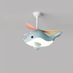 Lumendat Contemporary Scandinavian Cartoon Whale Plane Iron Acrylic Shade ABS Fan LED Downrods Ceiling Fan Light For Bedroom Lumendat