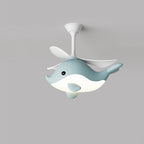 Lumendat Contemporary Scandinavian Cartoon Whale Plane Iron Acrylic Shade ABS Fan LED Downrods Ceiling Fan Light For Bedroom Lumendat